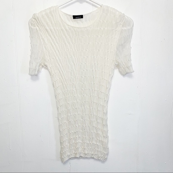 Akris White Sheer Gauze Smocked Blouse - Picture 2 of 12